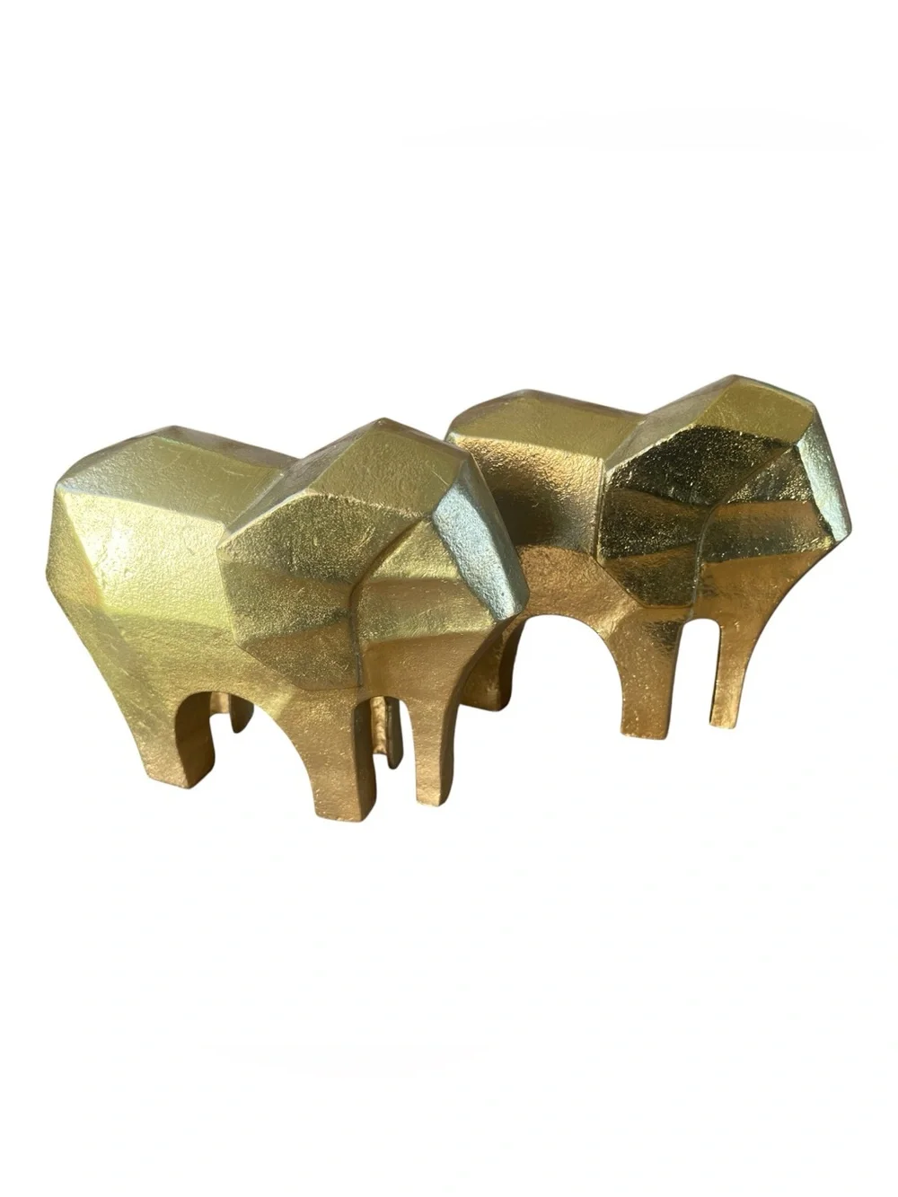 Project 62 Gold Metal Geometric Elephant Statues - Set of 2